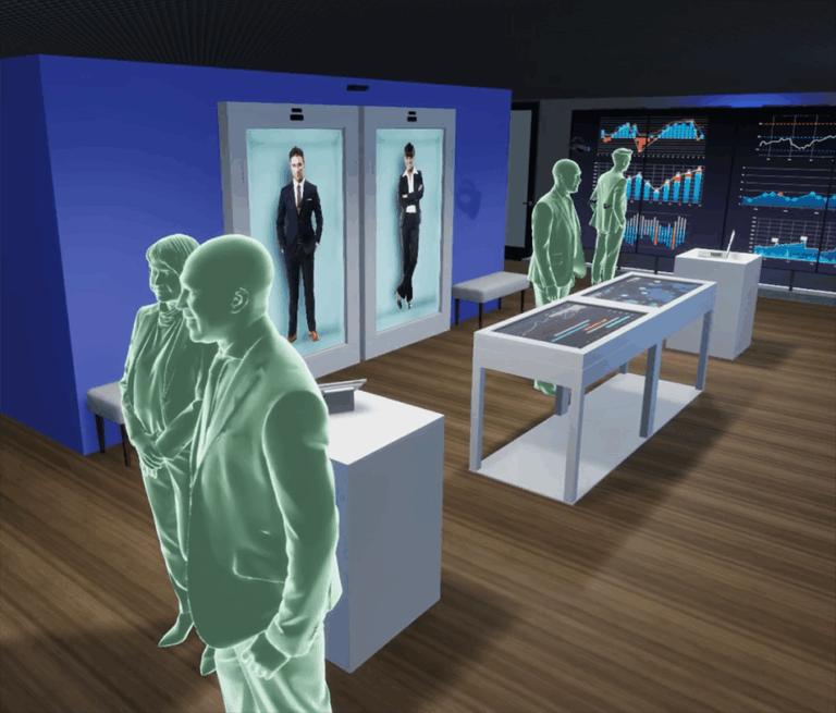 immersive collaboration space real-time design screenshot with people icons