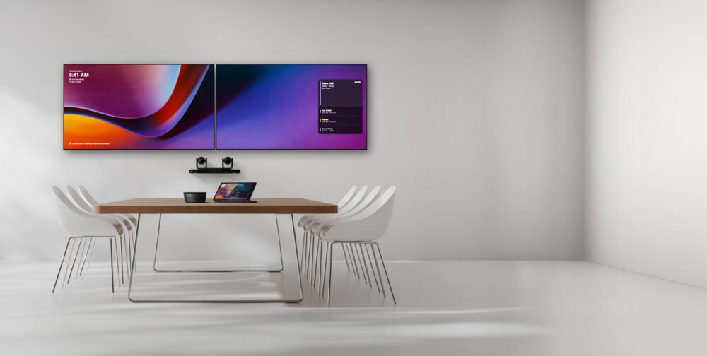 meeting room with video display